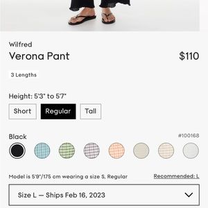 ARITZIA / WILFRED BLACK VERONA PANT